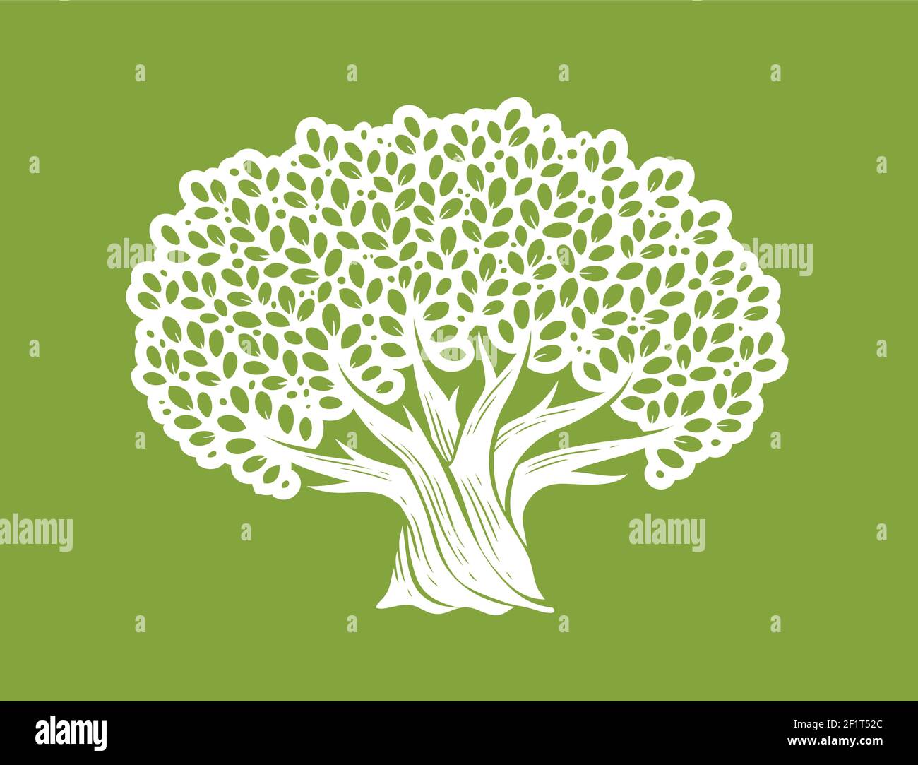 Decorative tree with leaves. Nature concept vector illustration Stock Vector