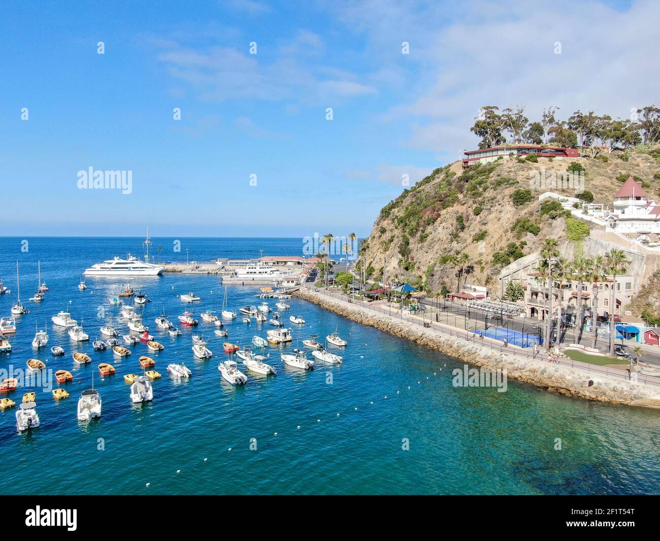 Aerial view of Avalon downtown and bay in Santa Catalina Island, USA Stock Photo