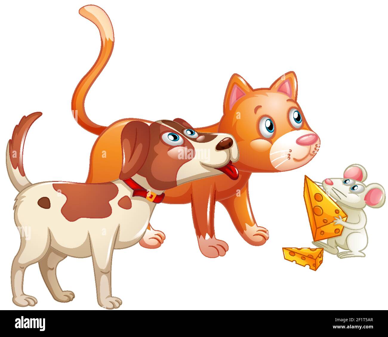 Group Of Animal Dog Cat And Mouse Cartoon Character Isolated On White Background Illustration Stock Vector Image Art Alamy