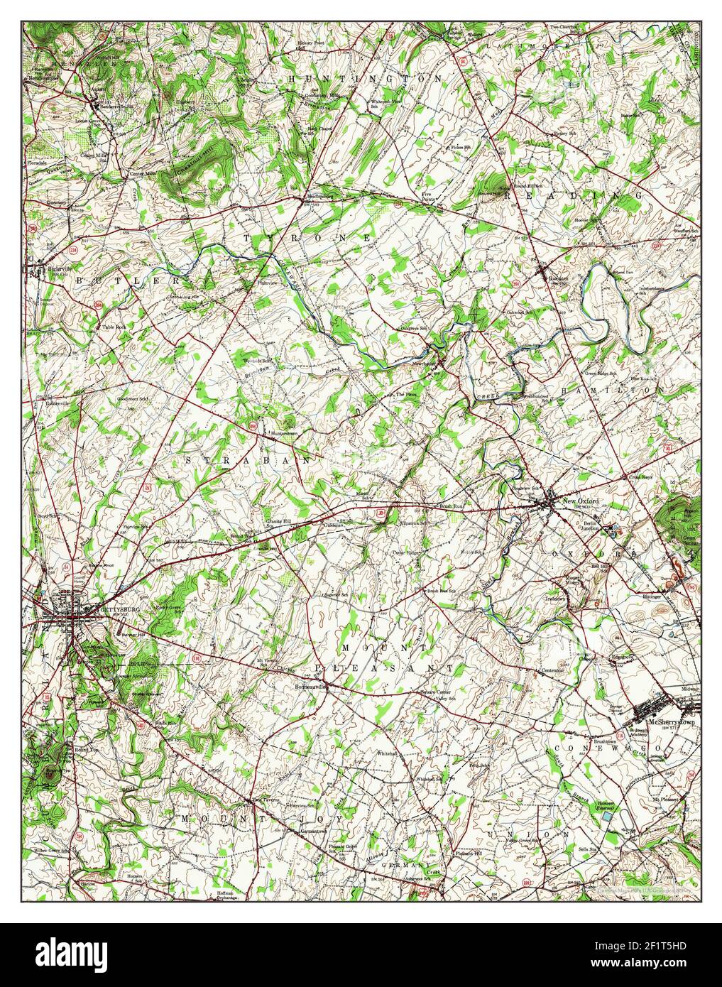 Gettysburg, Pennsylvania, map 1951, 1:62500, United States of America by Timeless Maps, data U.S. Geological Survey Stock Photo