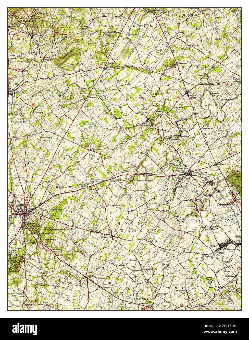 Gettysburg Pennsylvania Map 1951 162500 United States Of America By Timeless Maps Data Us Geological Survey 2F1T5HN 