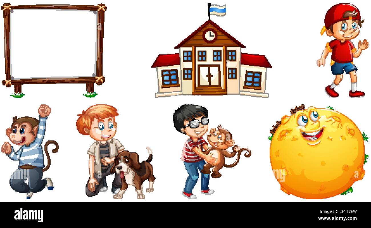 Set of different nursery rhyme character isolated on white background