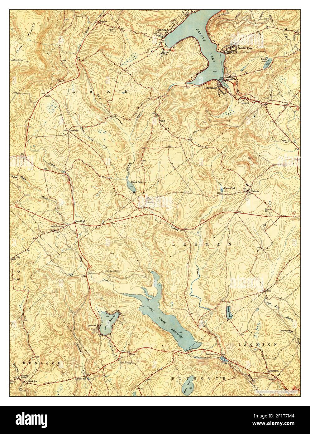 Harvey Lake, Pennsylvania, map 1949, 124000, United States of America