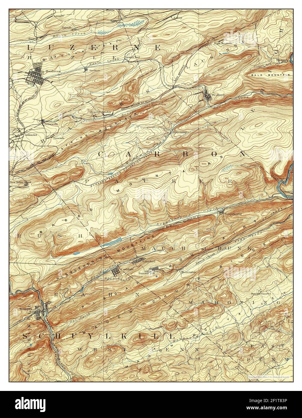 Hazleton, Pennsylvania, map 1893, 1:62500, United States of America by Timeless Maps, data U.S. Geological Survey Stock Photo