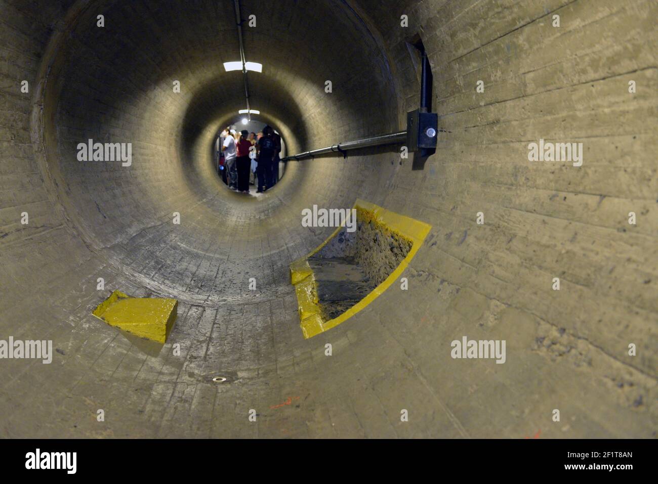 Inspection tunnel deep inside Hoover Dam, Arizona, Nevada, USA Stock Photo