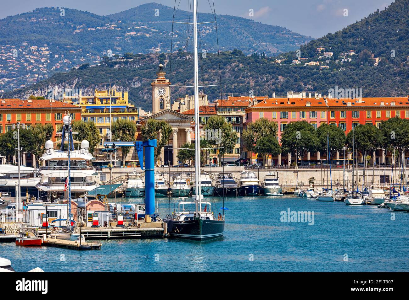 Luxury yachts and boats in the port of Nice, France. Stock Photo