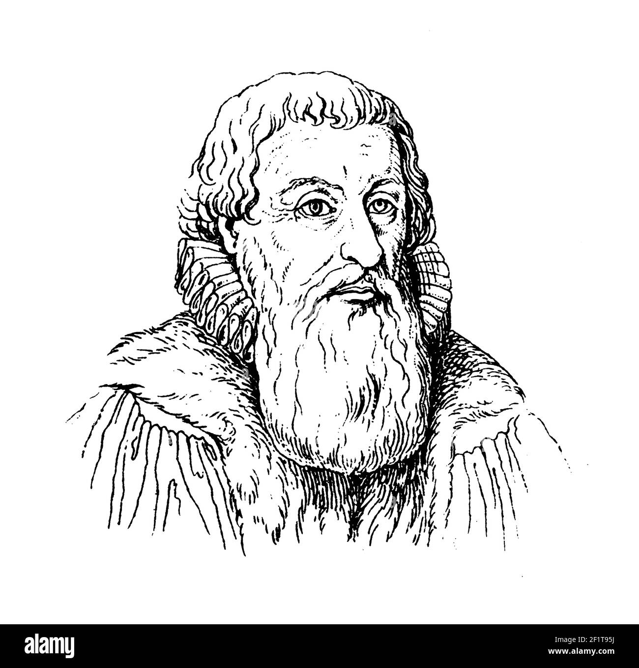 19th-century engraving of a portrait of Johann Arndt, German Lutheran theologian. He was born on December 27, 1555 at Ballenstedt, Anhalt, Germany and Stock Photo