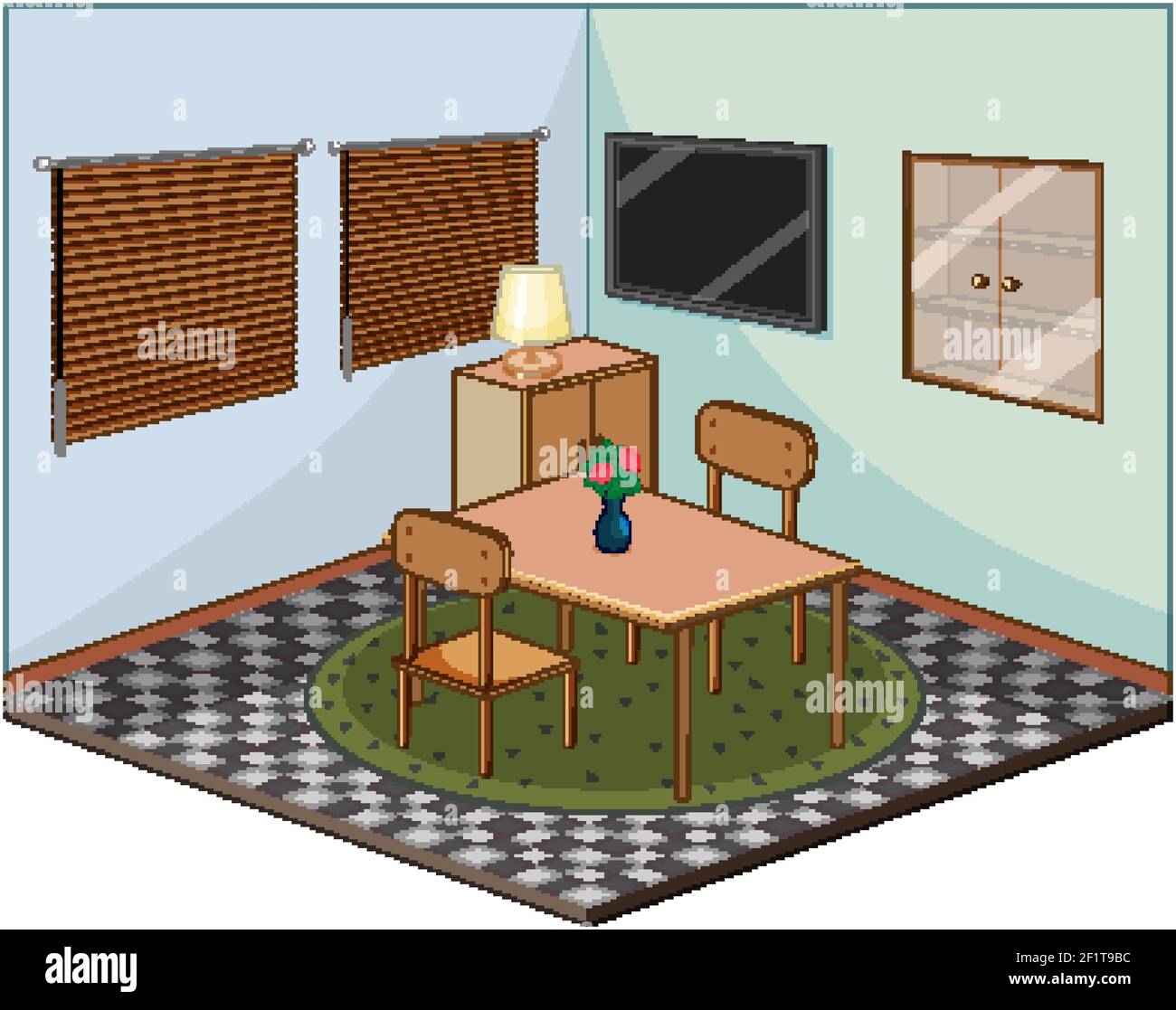 Living room with furnitures isometric illustration Stock Vector Image ...