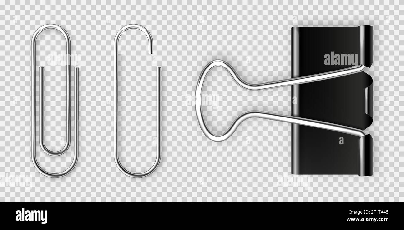 Realistic black paper binder and metal clip, holder. Design mockup