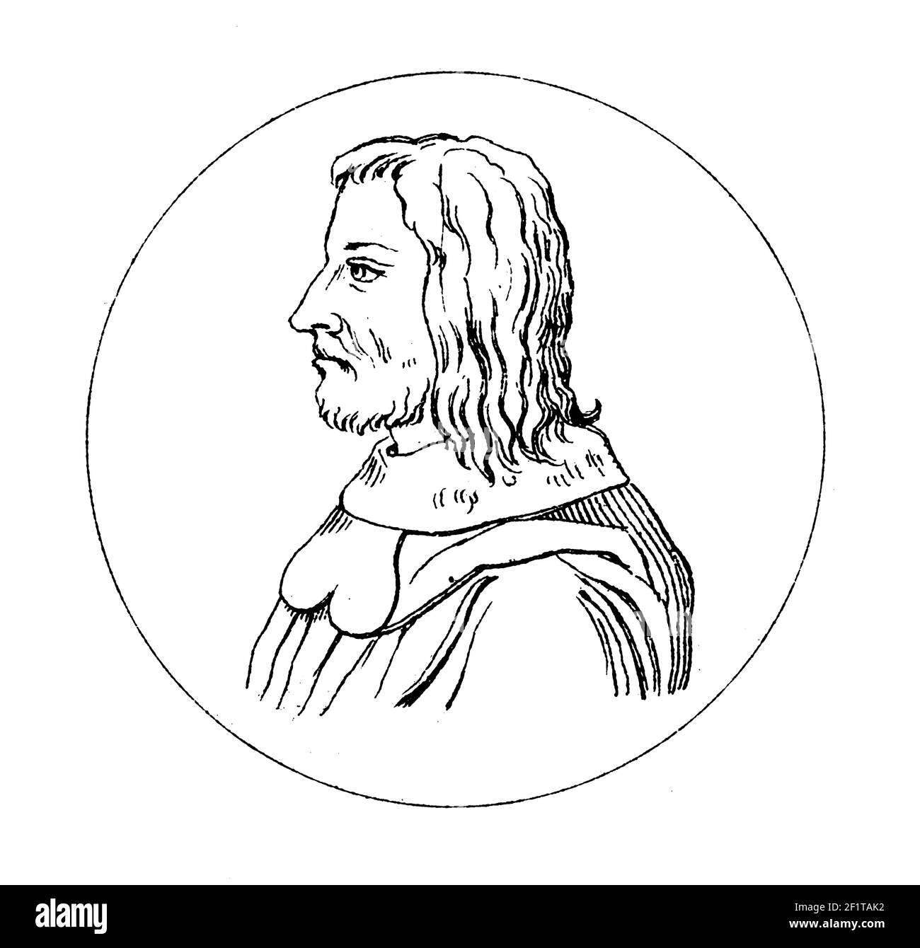 19th-century illustration of a portrait of John II, King of France. He was born on April 16, 1319 in Le Mans, France and died on April 8, 1364 in Lond Stock Photo