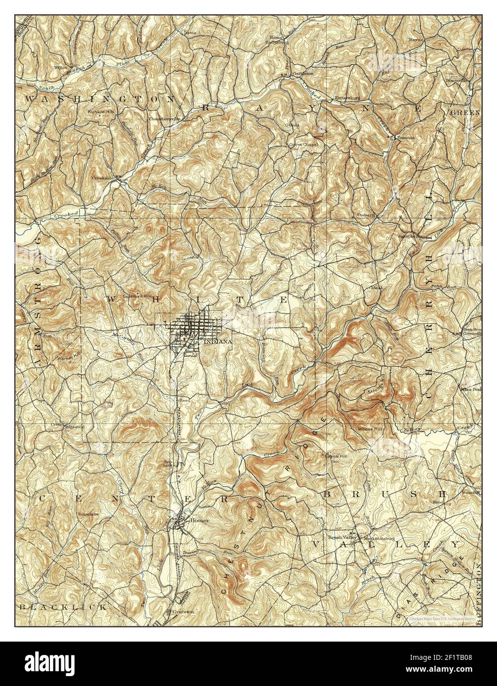 Indiana, Pennsylvania, map 1902, 1:62500, United States of America by Timeless Maps, data U.S. Geological Survey Stock Photo