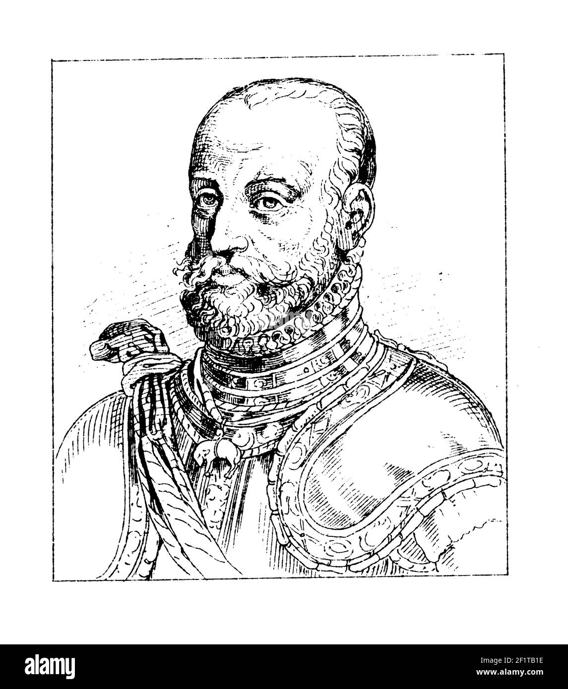 Vintage illustration of a portrait of Lamoral, Count of Egmont, Prince
