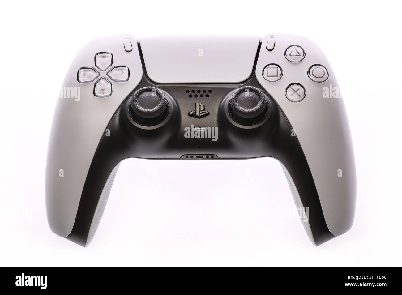 Playstation 5 or PS5 controller on a white background Stock Photo
