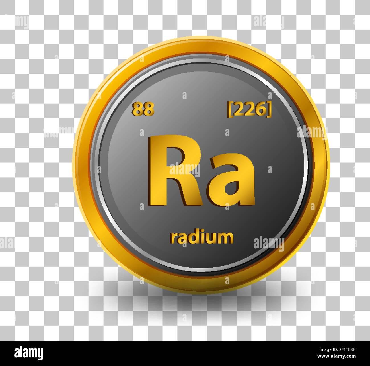 Radium chemical element. Chemical symbol with atomic number and atomic