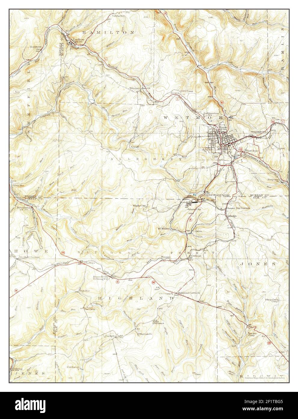 Kane, Pennsylvania, map 1939, 1:62500, United States of America by Timeless Maps, data U.S. Geological Survey Stock Photo