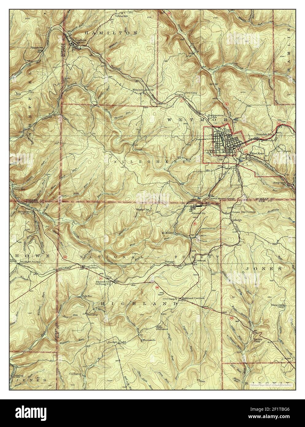 Kane, Pennsylvania, map 1939, 1:62500, United States of America by Timeless Maps, data U.S. Geological Survey Stock Photo