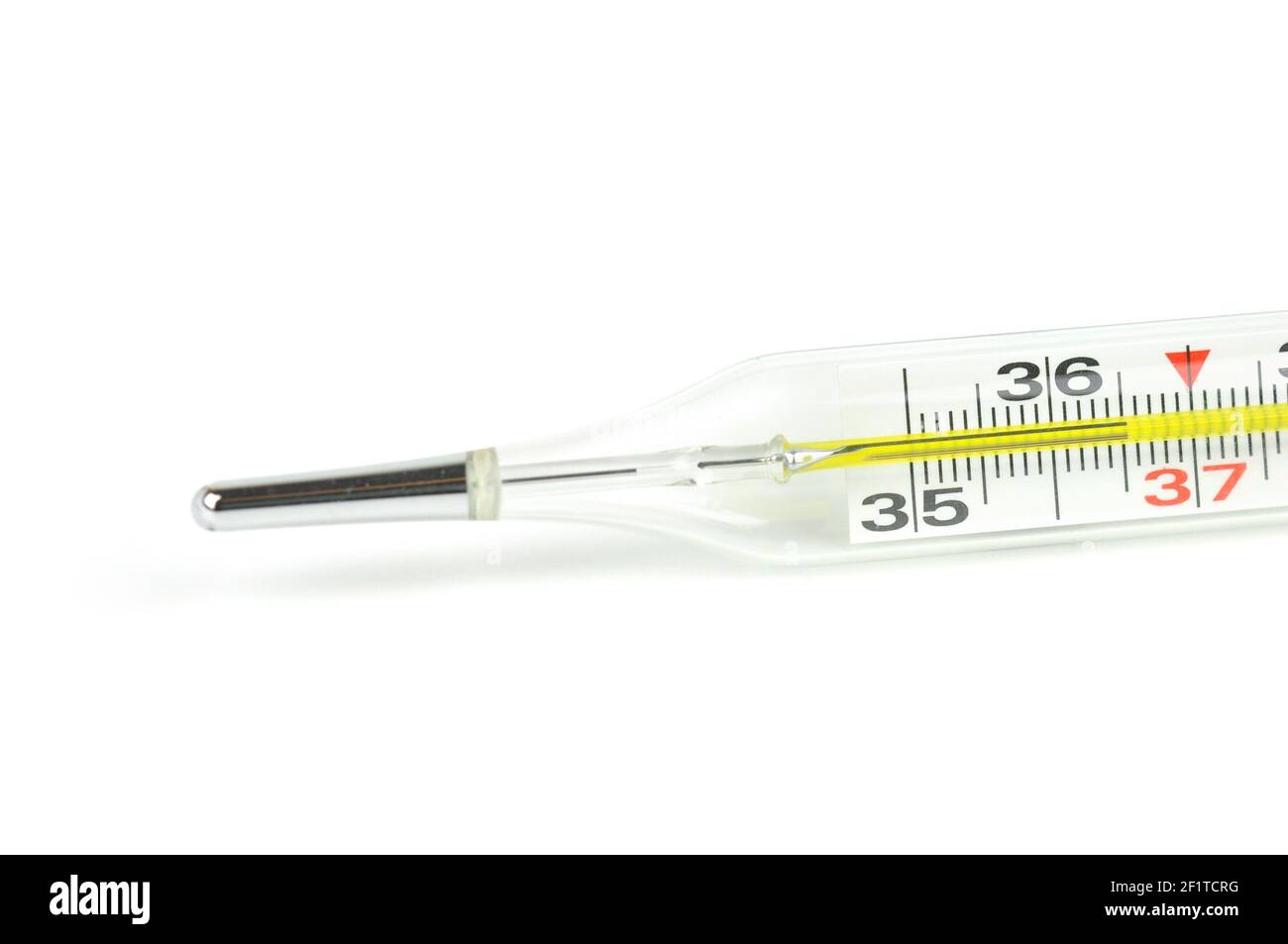 Mercury thermometer, isolated on white background. Thermometer showing the  temperature of a healthy man. 36.6 degrees Celsius Stock Photo - Alamy