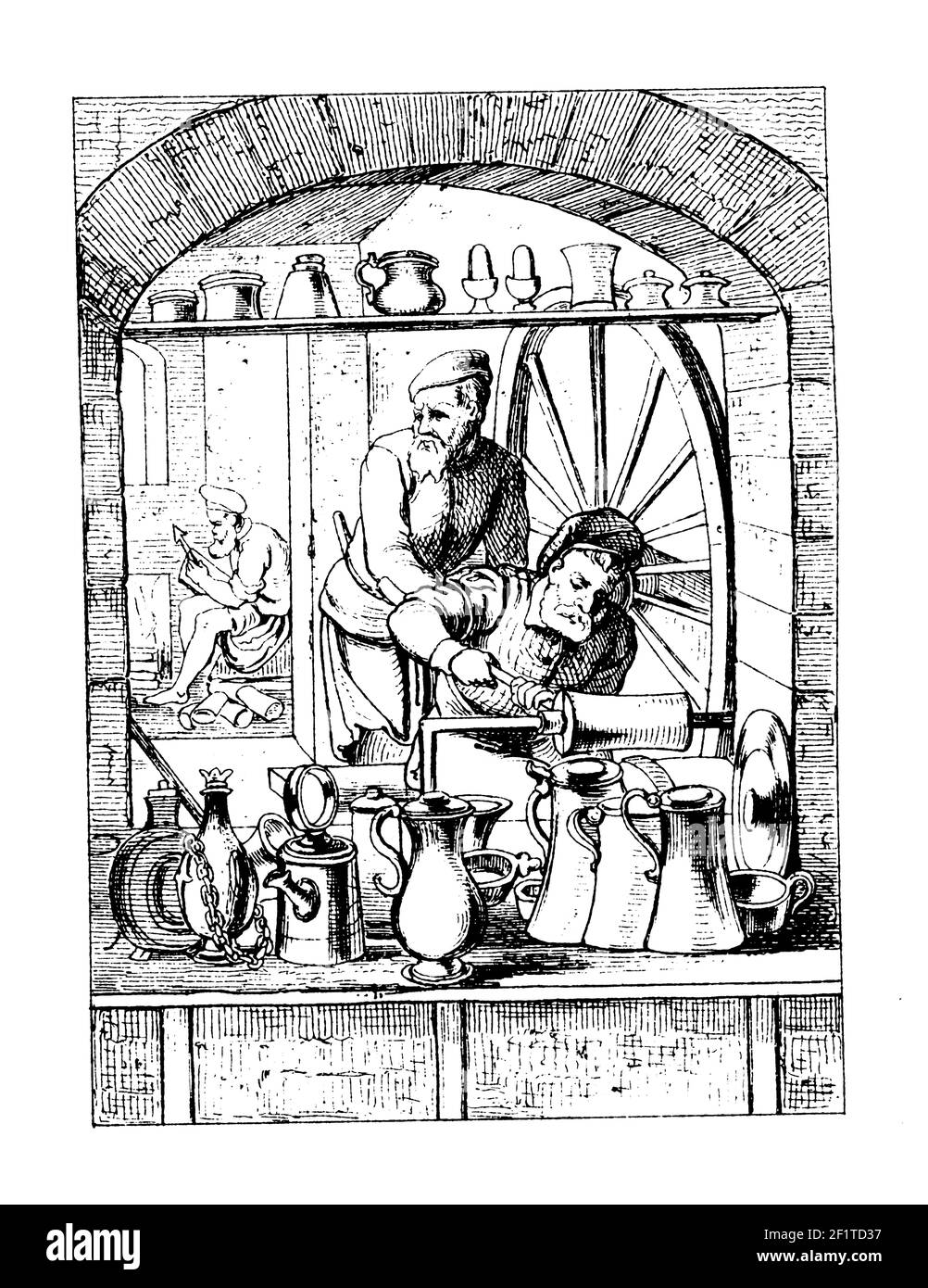 Antique 19th-century engraving of a moulder. Published in Bilder-Atlas zur Weltgeschichte nach Kunstwerken alter und neuer Zeit (Stuttgart, Verlag Pau Stock Photo