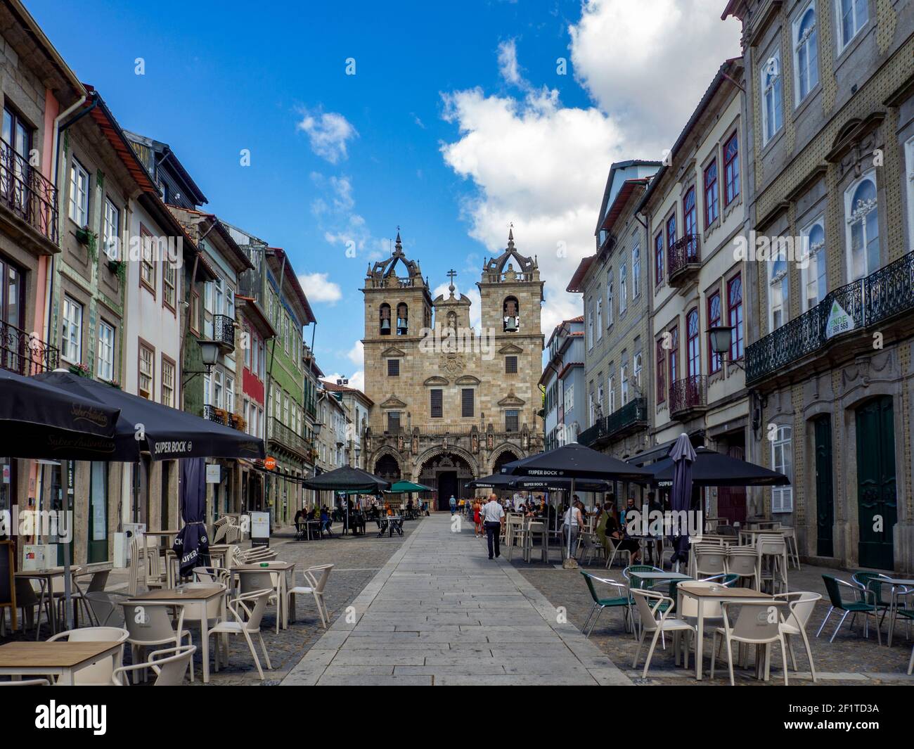 Braga, Portugal ; August 2020 : The Cathedral of Braga (Se de Braga) is one of the most important monuments in Braga, Portugal Stock Photo