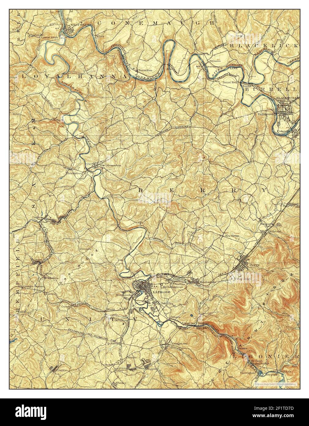 Antique map of latrobe pennsylvania hires stock photography and images