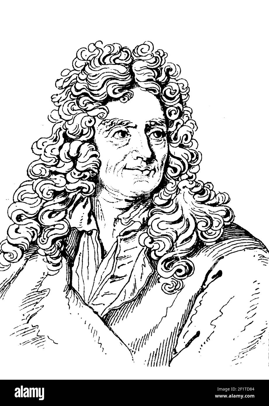Antique 19th-century illustration of a portrait of Nicolas Boileau ...