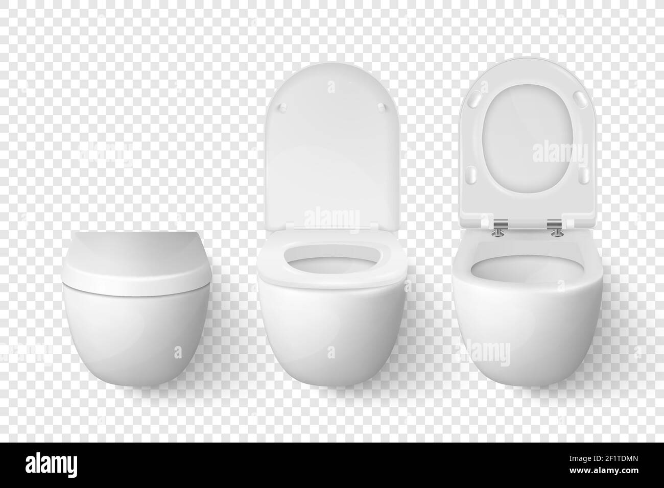 Vector 3d Realistic White Ceramic Closed, Opened Toilet Bowl with Lid ...