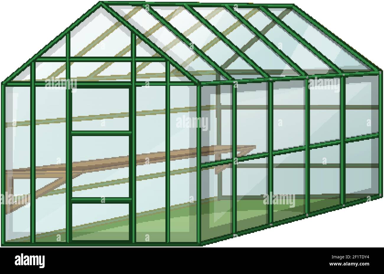 Empty Greenhouse with glass wall on white background illustration Stock Vector