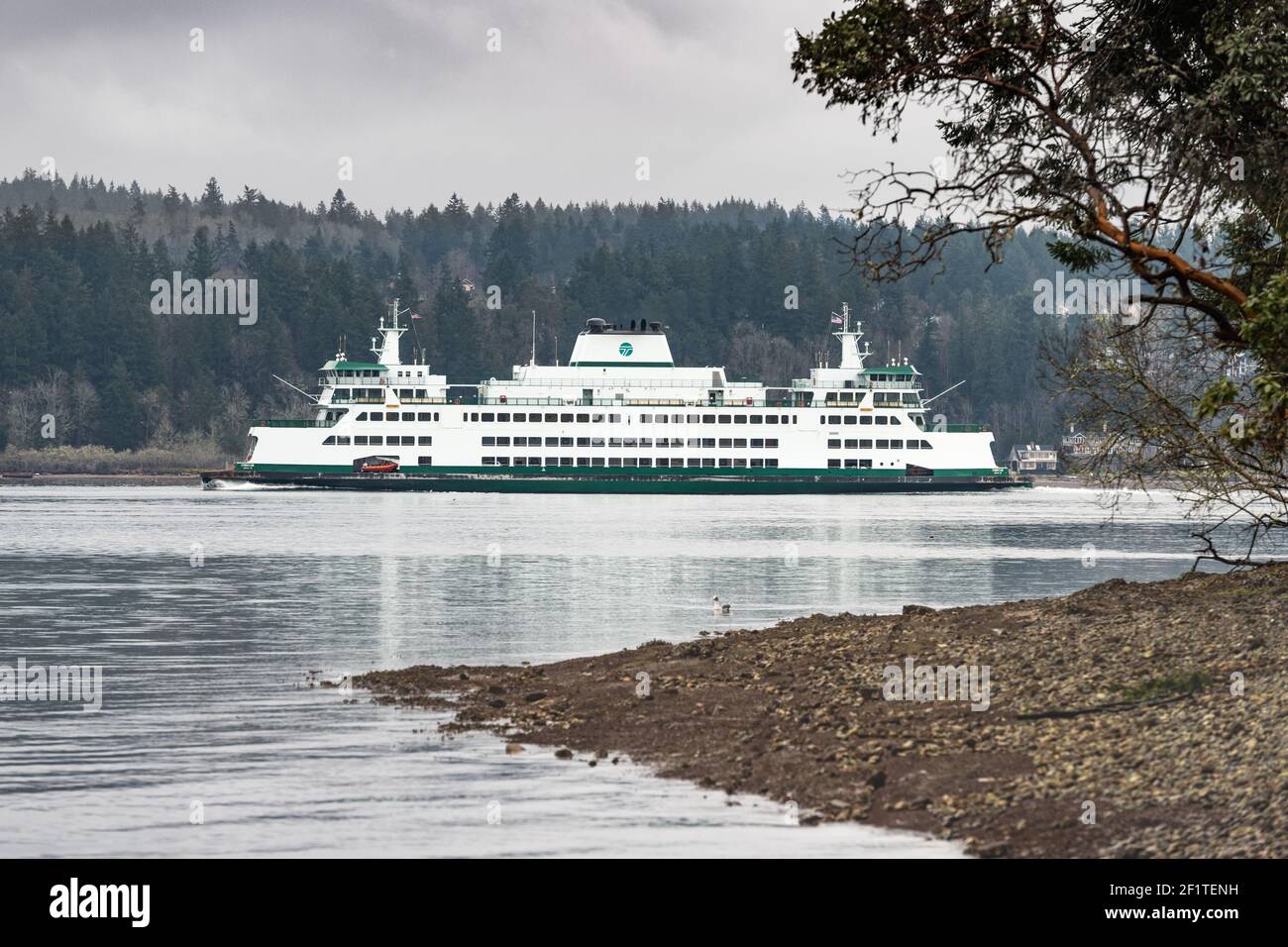 Washington State Ferry Chimacum passing through Rich Passage Stock Photo
