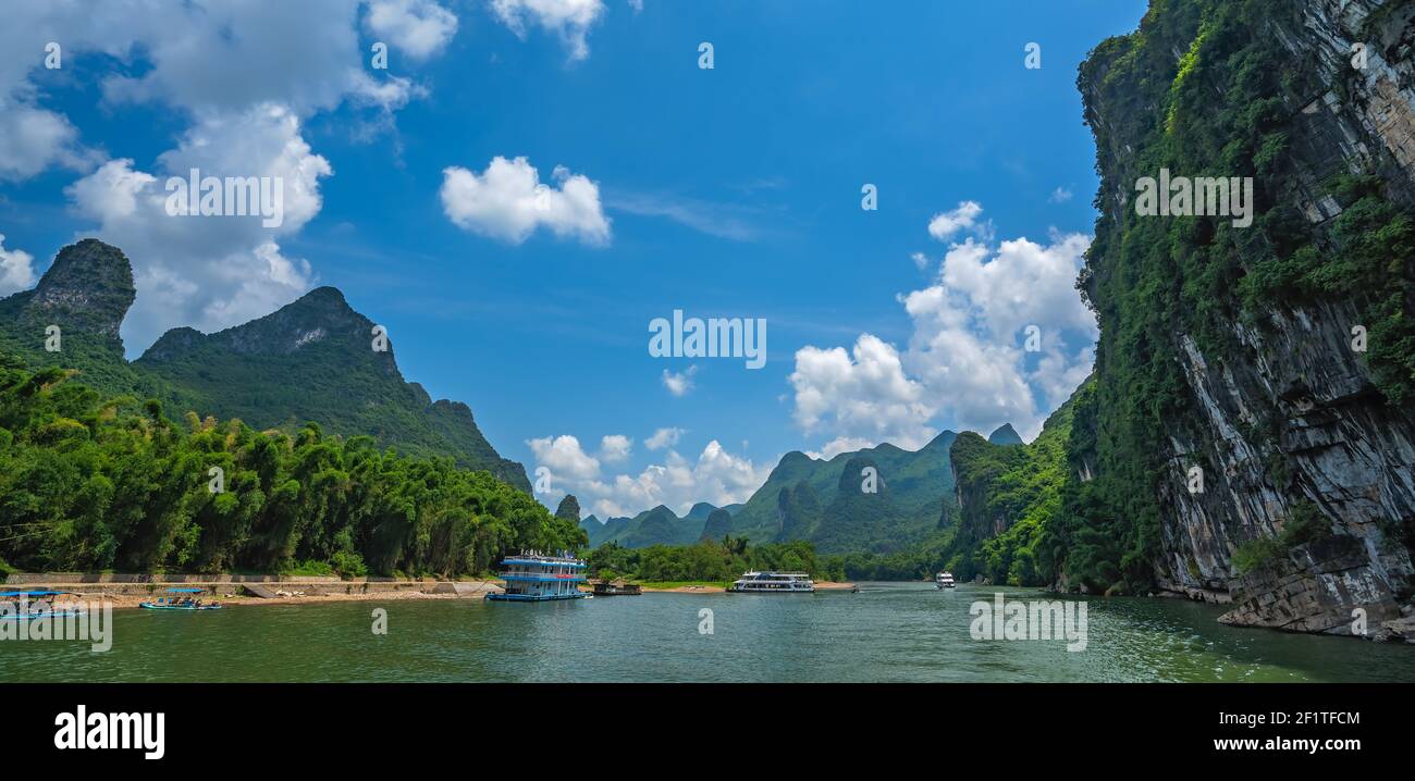 Panorama of Li River in China Stock Photo
