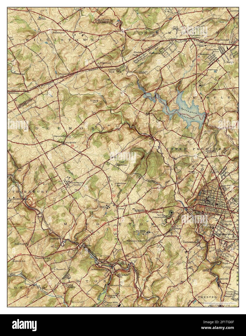 Media, Pennsylvania, map 1945, 131680, United States of America by