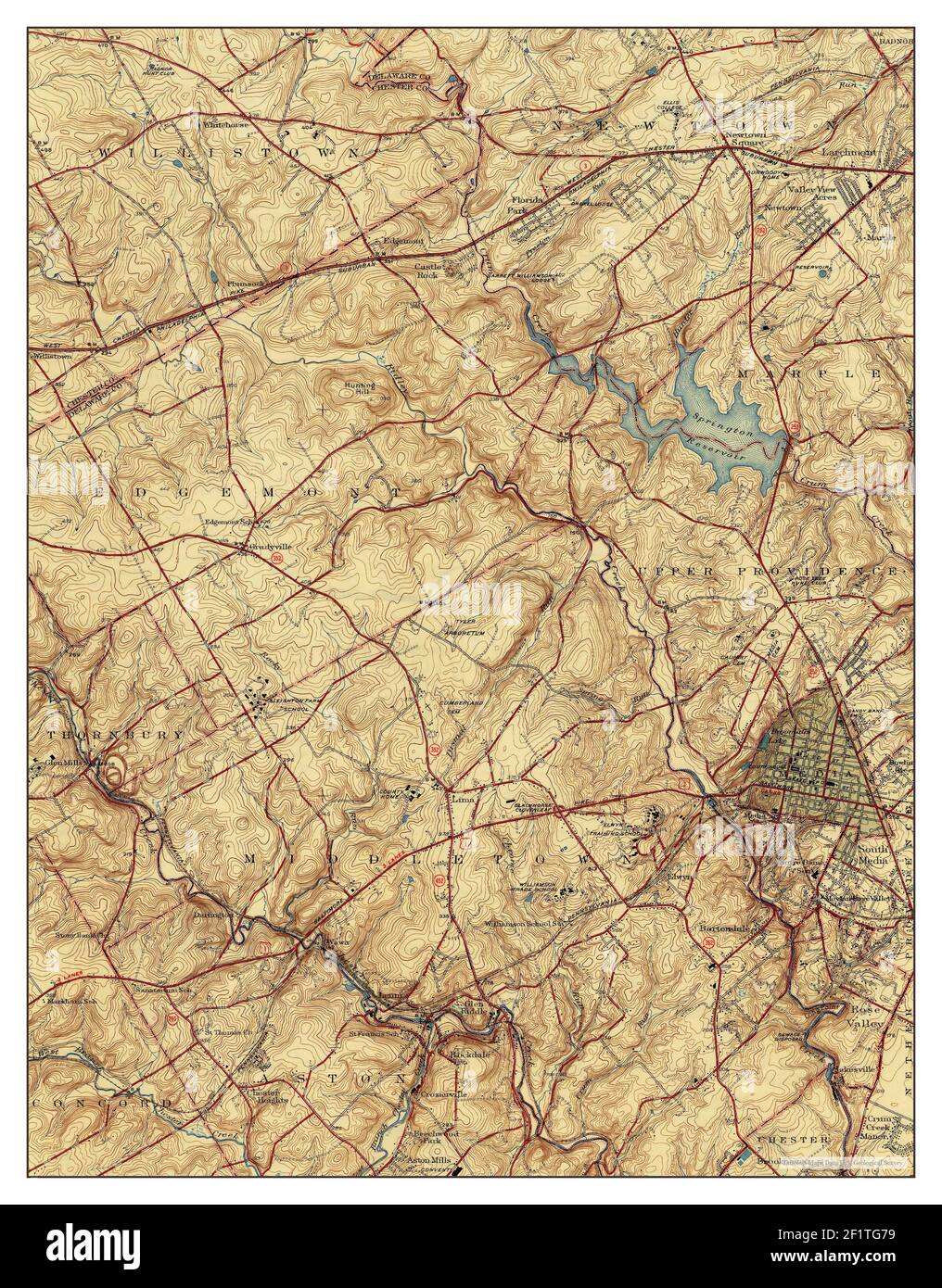 Media, Pennsylvania, map 1945, 131680, United States of America by