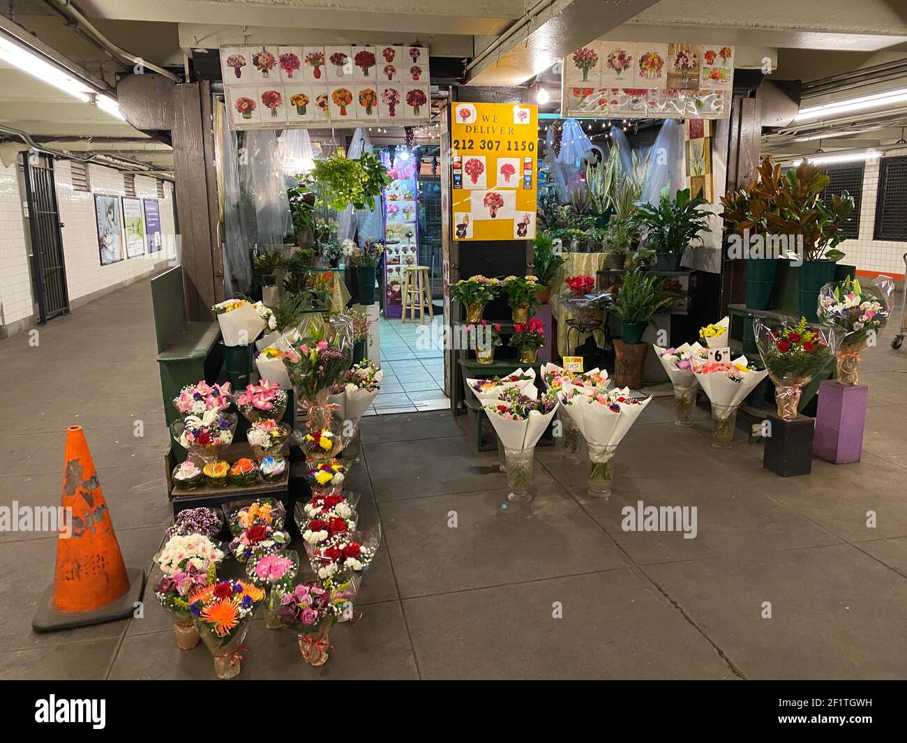 Flower shop in the subway station under Rockefeller Center in midtown