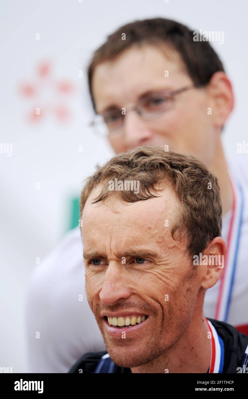 ROWING - SHORT BOATS FRENCH CHAMPIONSHIPS 2012 - UBY LAKE / CAZAUBON (FRA) - 30-31/03 to 01/04/2012 - PHOTO : PHILIPPE MILLEREAU / KMSP / DPPI - FABRICE MOREAU / WINNER AND THOMAS BAROUKH / SECOND Stock Photo