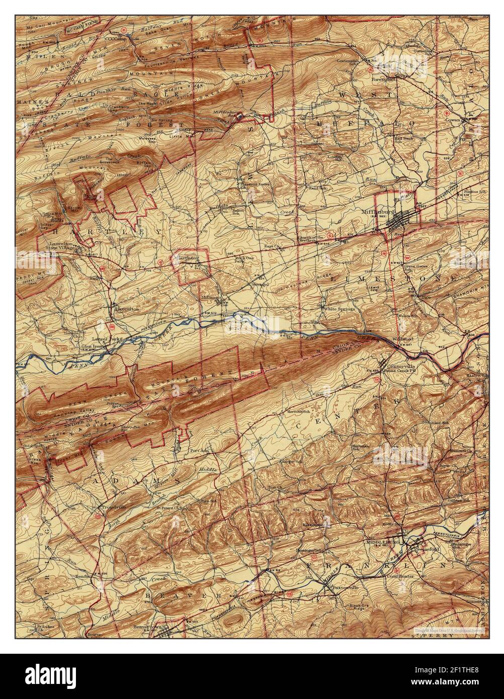 Mifflinburg, Pennsylvania, map 1943, 162500, United States of America