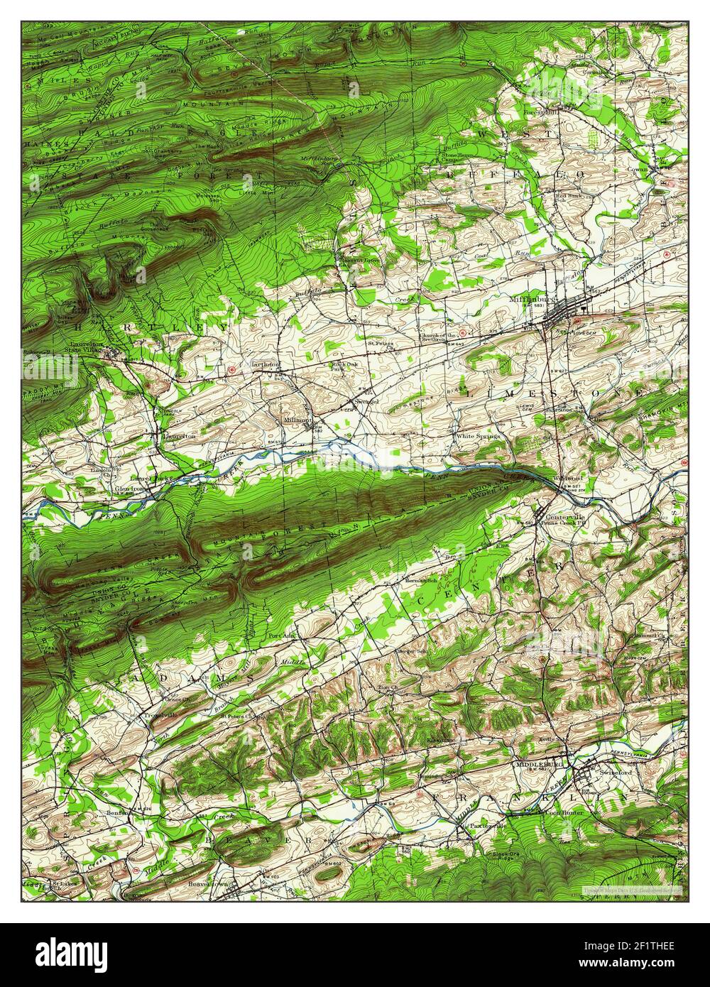 Mifflinburg, Pennsylvania, map 1953, 162500, United States of America