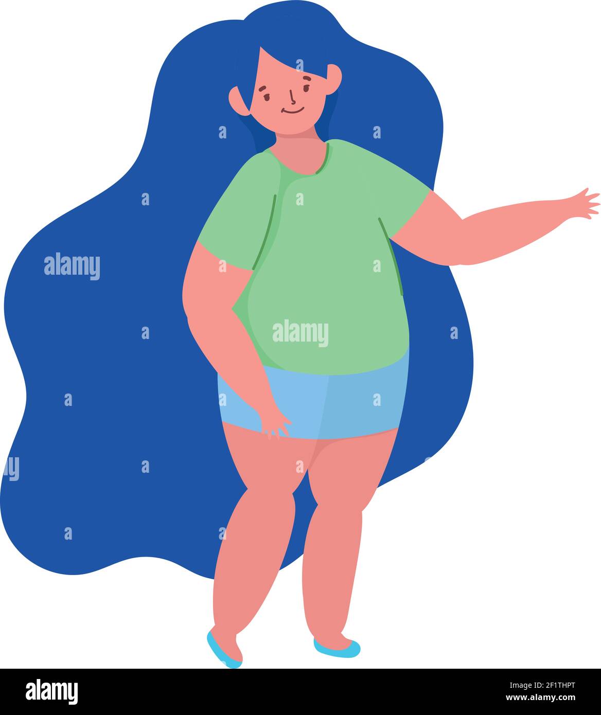 fat girl character long hair Stock Vector Image & Art - Alamy