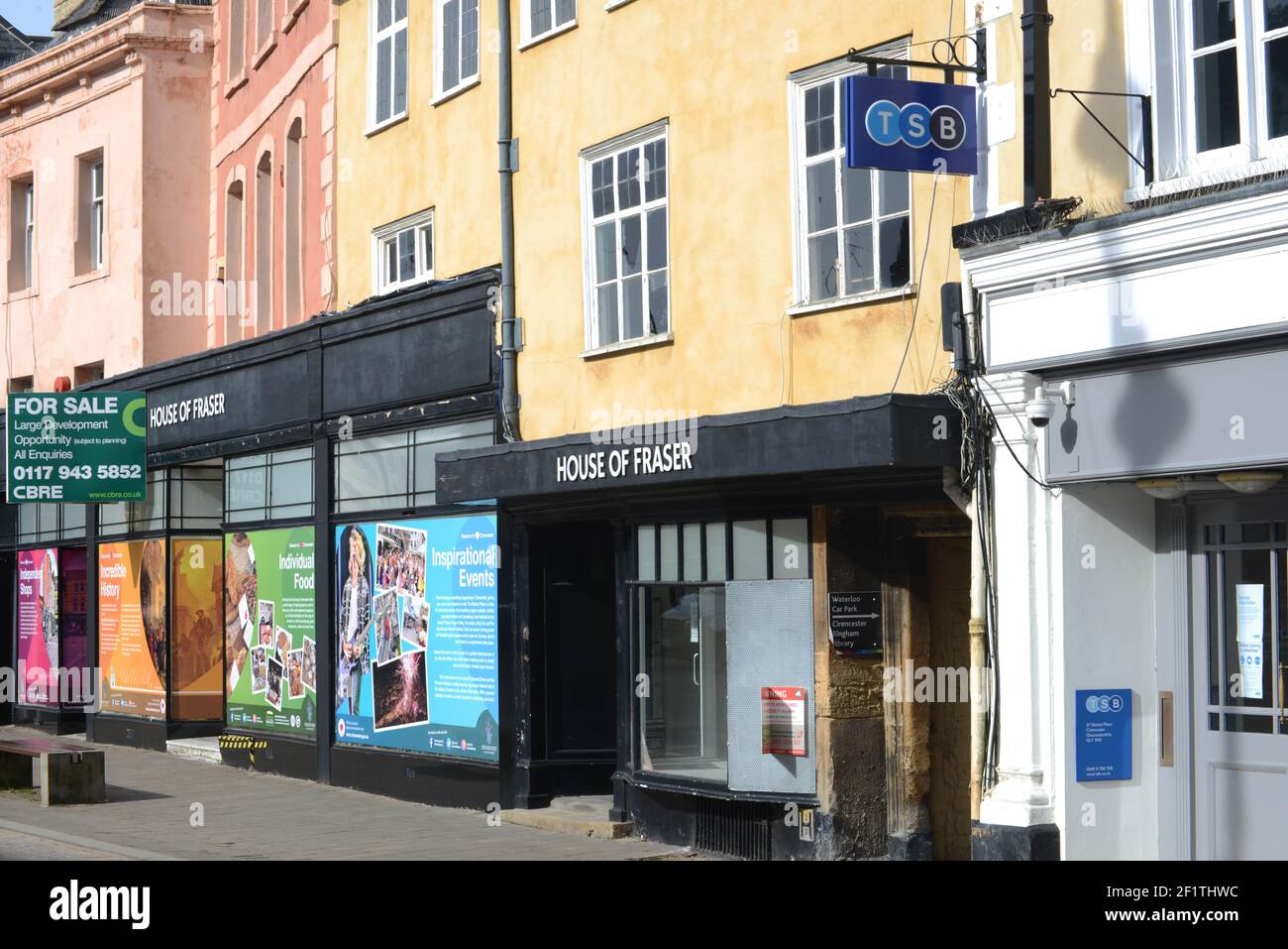 Cirencester town market place in the Cotswolds during lockdown 2021 the