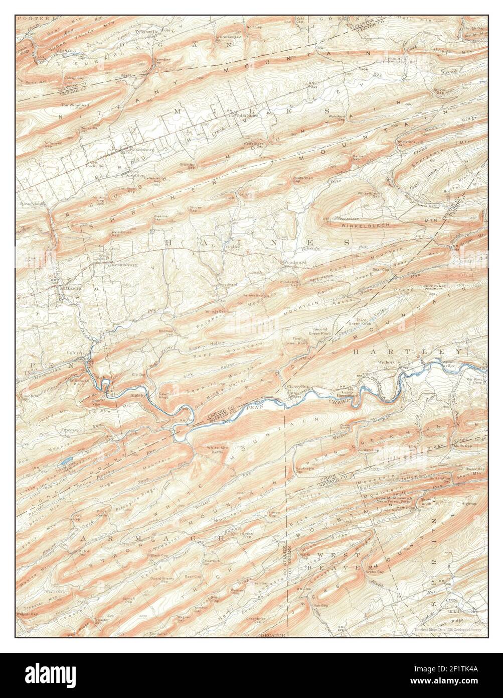 Millheim, Pennsylvania, map 1957, 162500, United States of America by