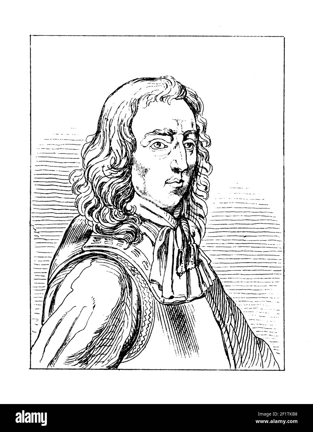 Antique illustration of a portrait of Algernon Sidney, English