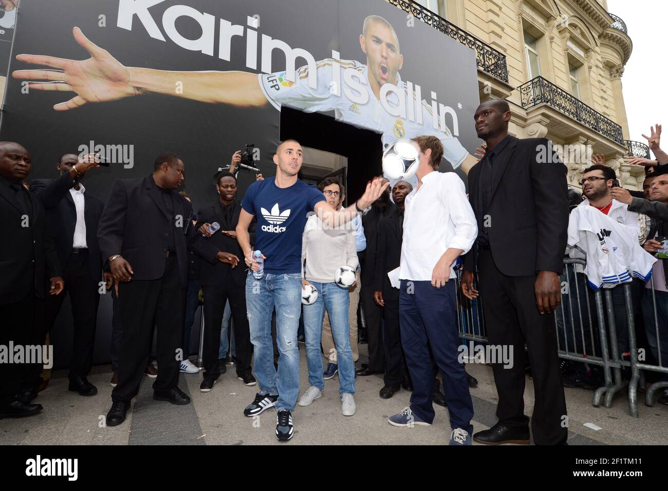 FOOTBALL - KARIM BENZEMA PRESS CONFERENCE AND ADIDAS CONTRACT SIGNATURE - ADIDAS  STORE CHAMPS ELYSEE - PARIS - 22/05/2012 - PHOTO PHILIPPE MILLEREAU / KMSP  / DPPI Stock Photo - Alamy