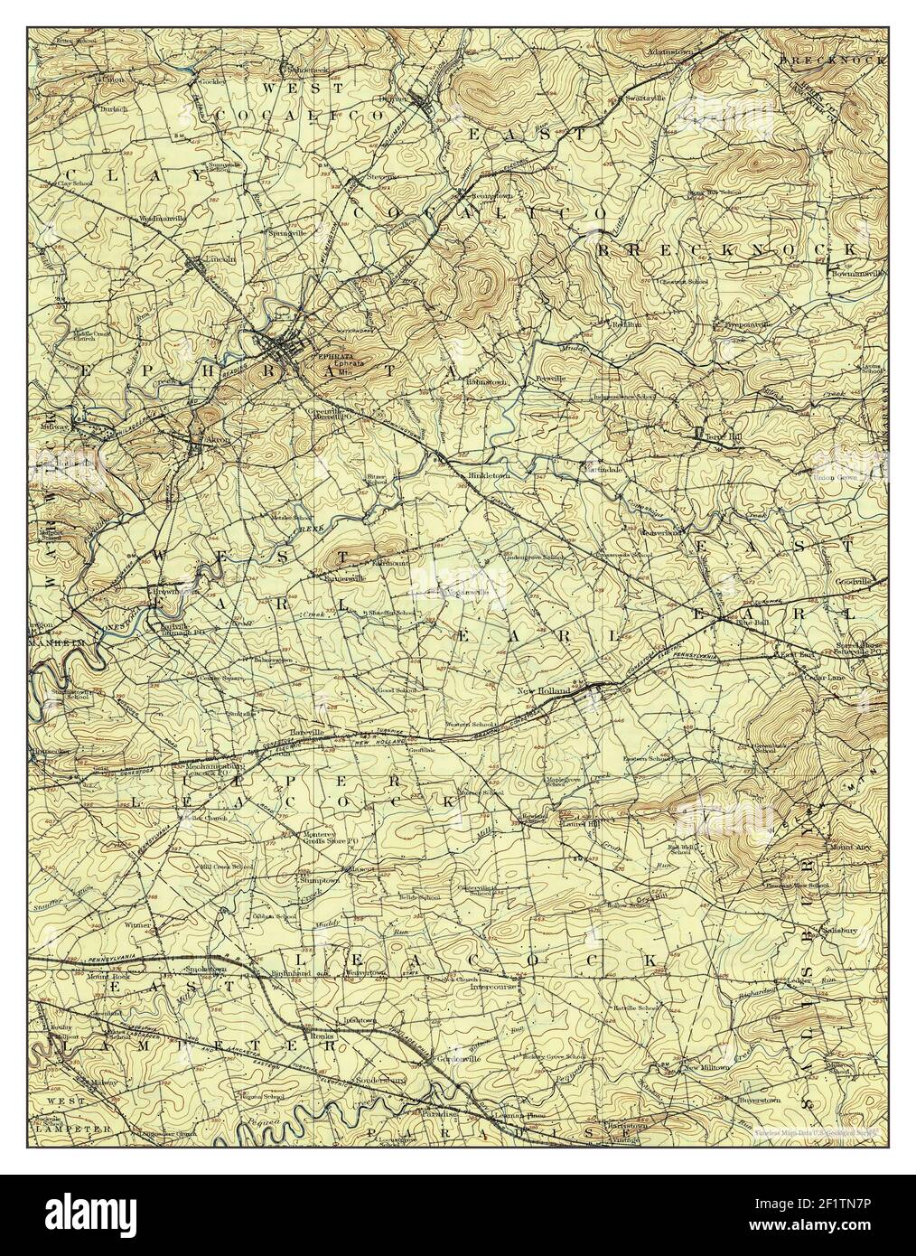 New Holland, Pennsylvania, map 1908, 162500, United States of America