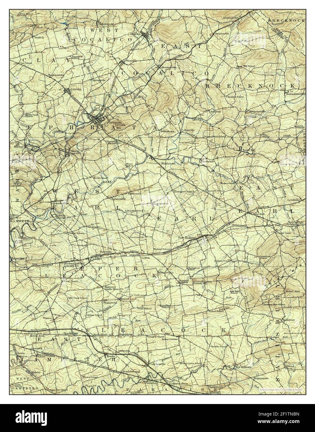 New Holland, Pennsylvania, map 1908, 1:62500, United States of America ...