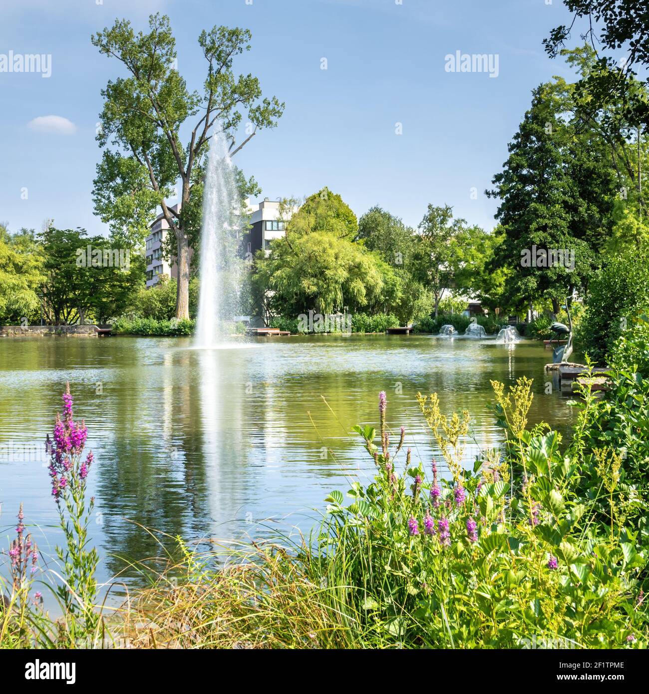 View to the fountain in Sindelfingen Germany Stock Photo