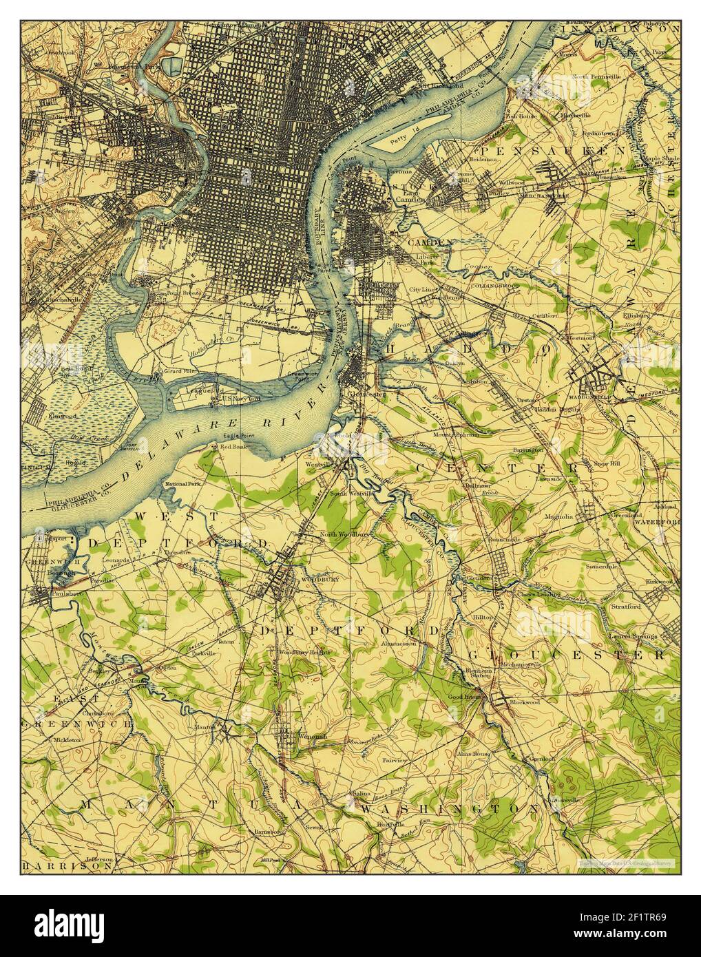 Philadelphia, Pennsylvania, map 1920, 1:62500, United States of America by Timeless Maps, data U.S. Geological Survey Stock Photo