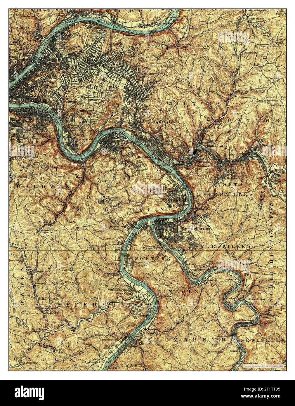 Pittsburgh Pennsylvania Map 1907 162500 United States Of America By Timeless Maps Data Us 8643