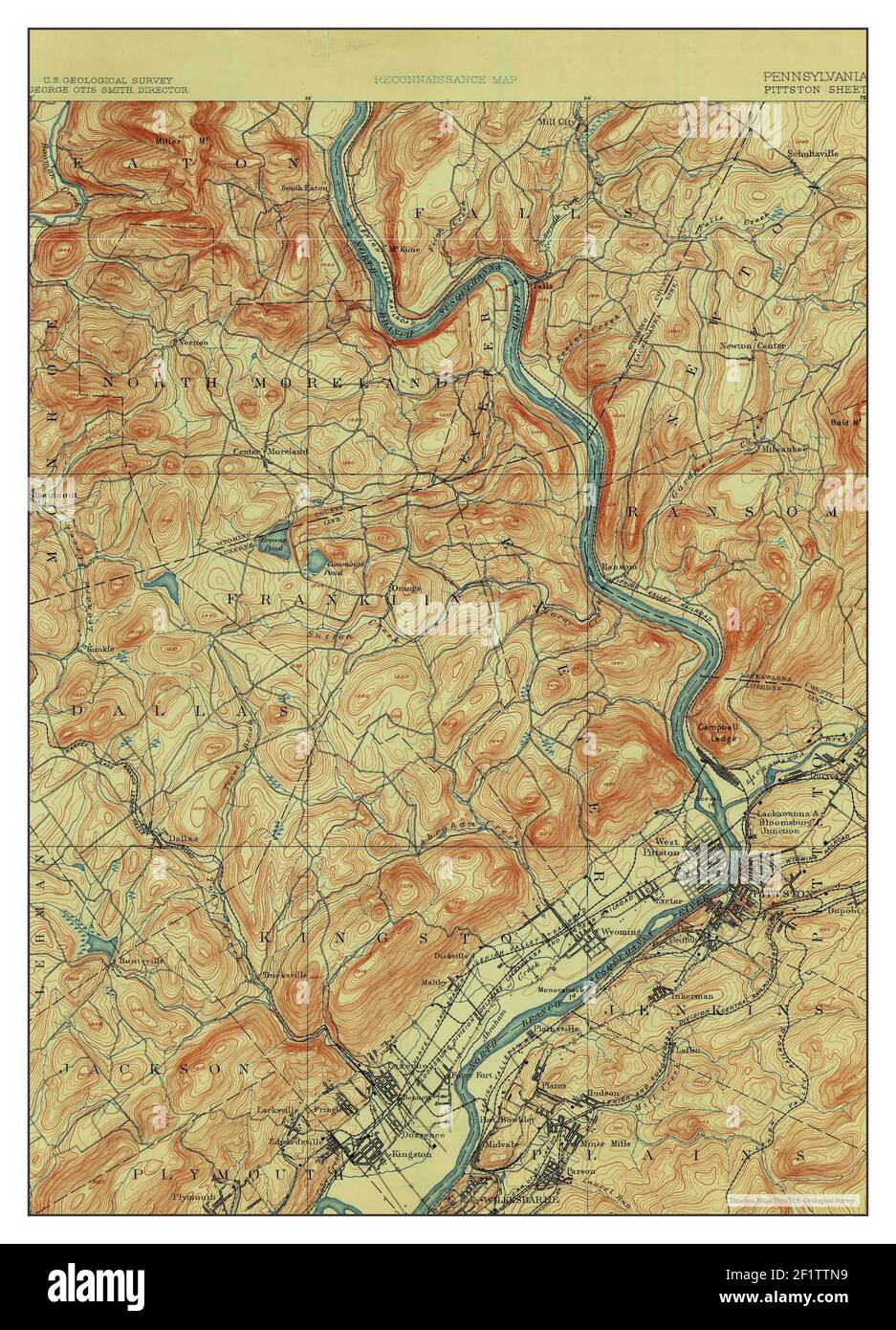Pittston, Pennsylvania, map 1893, 162500, United States of America by