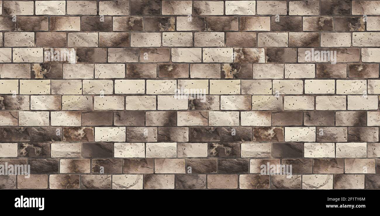 Brick stone wall banner background seamless texture Stock Photo - Alamy