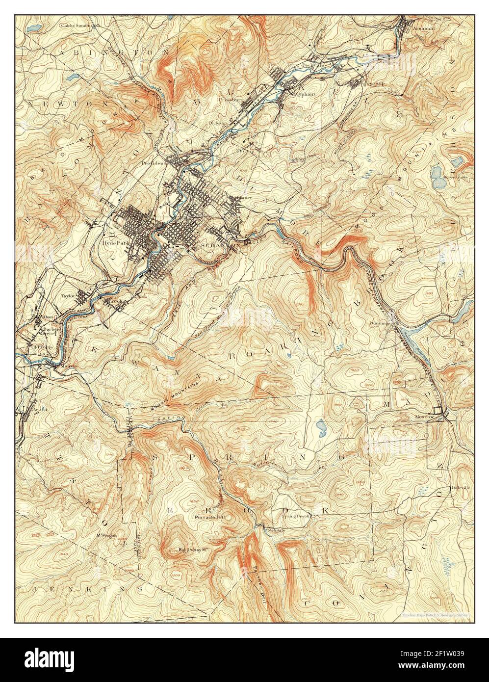 Map Of Scranton Pa Scranton, Pennsylvania, Map 1893, 1:62500, United States Of America By  Timeless Maps, Data U.s. Geological Survey Stock Photo - Alamy