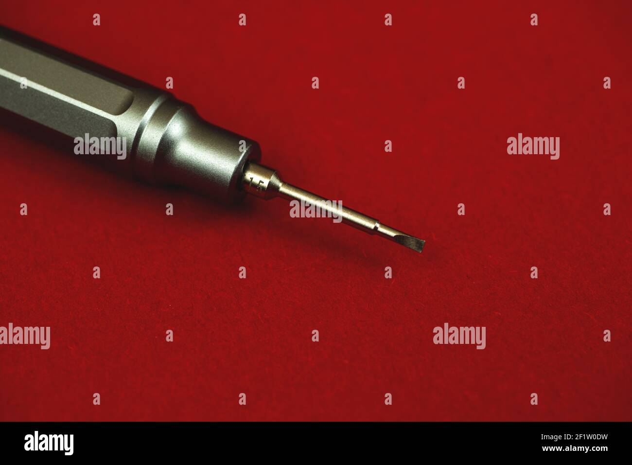 Screwdriver bit, tool set close up photo, banner and copy space Stock Photo