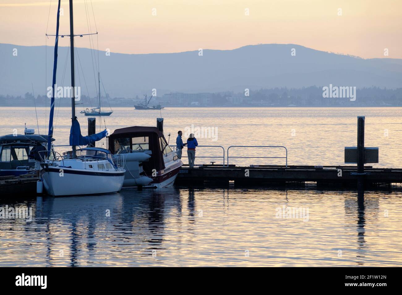 Pleasure boats at dock, Sidney Spit, Gulf Islands National Park Reserve